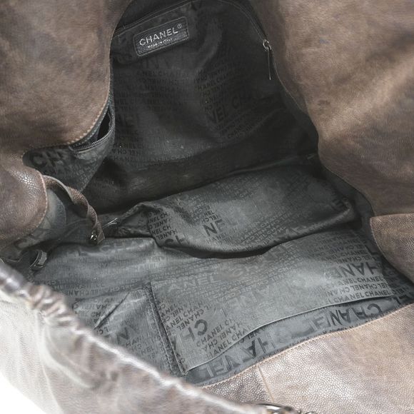 Chanel Chain Shoulder Caviar Skin Brown Silver Metal Fittings - Picture 3 of 3